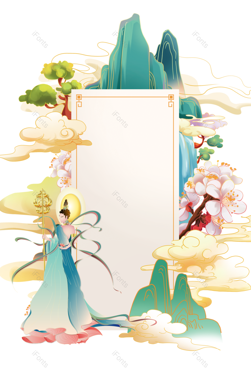 边框图片,复古元素,乐器PNG,中式边框免抠素材